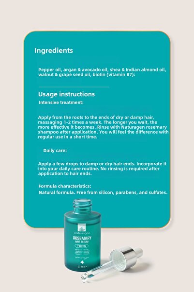 Naturagen Rosemary Hair Serum Rosemary Oil Complexi with Biotin for Hair Loss and Damaged Hair
