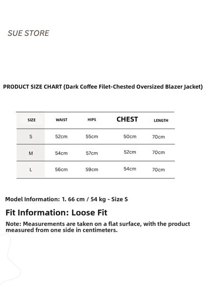 Sue Store Women's Dark Brown Welt Pocket Lined Oversized Blazer Jacket