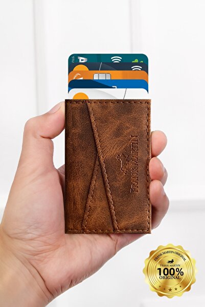 Frank Martin حامل بطاقات الائتمان الذكي من الجلد متعدد العيون موديل X مع آلية أوتوماتيكية رفيعة للجنسين