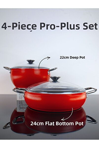 Bonera طقم أواني طهي برو بلس - أحمر