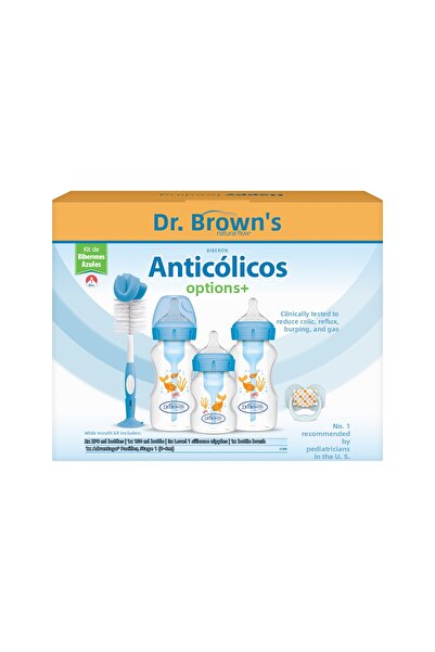 Dr.Brown's Pp wide mouth anti-colic options+™ Blue baby bottle gift set