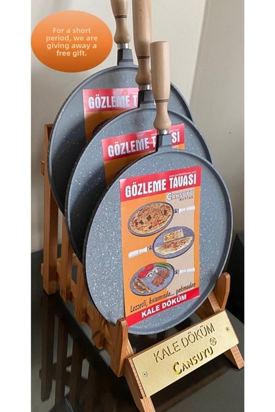 CANSUYU مقلاة فطيرة من الحديد الزهر مقاس 36 سم