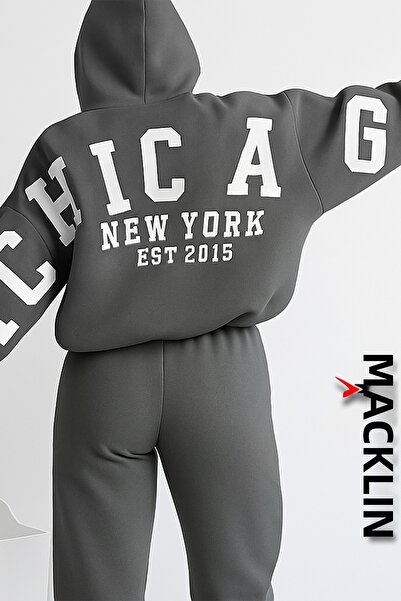 macklin Unisex Ανδρικά Γυναικεία Σετ Φόρμας Chicago New York Est με στάμπα Ov...