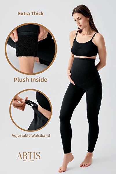 Artış Εξαιρετικά παχύ και ελαστικό χειμερινό θερμικό κολάν εγκυμοσύνης - με βελούδινο εσωτερικό και ρυθμιζόμενη μέση