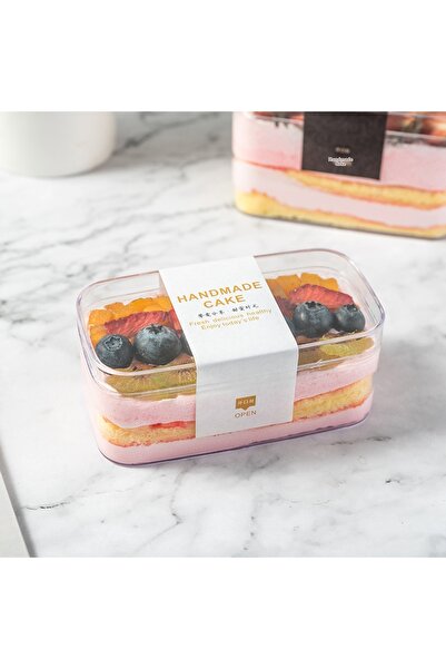 alenked كوب تيراميسو 300 سي سي 48 قطعة بغطاء بلاستيك صلب لون شفاف