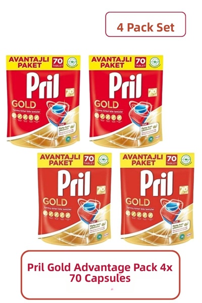 Pril أقراص منظف غسالة الأطباق جولد 280 (عبوة من 4 × 70 قرص)