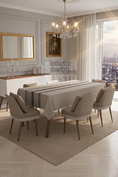 Çt Çeyizci Tekstil Față de masă rezistentă imprimată digital și cu modele