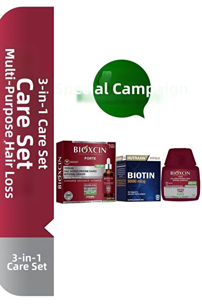 Bioxcin مجموعة العناية بالسيروم فورتي مكونة من 3 قطع - مضادة لتساقط الشعر، مت...