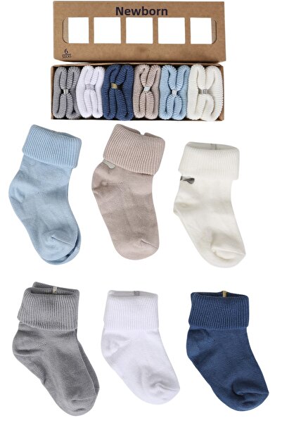 Baby Shez Organic Cotton 6-Piece Newborn Baby Socks Set Comfortable and Soft