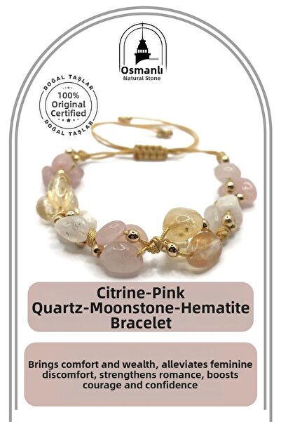 OSMANLI DEĞERLİ TAŞ سوار أصلي معتمد من السترين والكوارتز الوردي وحجر القمر وا...