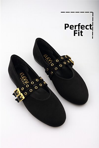 moon glow Balerini de damă cu cataramă dublă cu împodobire de culoare neagră ...