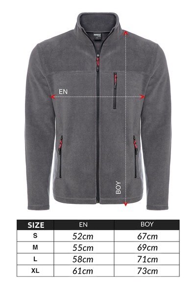 VEGA PORT Unisex Gray Bato Collar Full Zip 3 Pocket Outdoor Fleece Jacket