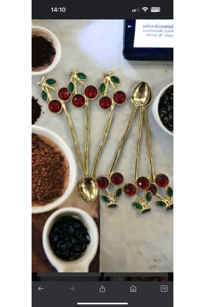 Barok طقم شاي كرز أسود مكون من 18 قطعة من أطلس مع كوب شاي كرز مع ملعقة