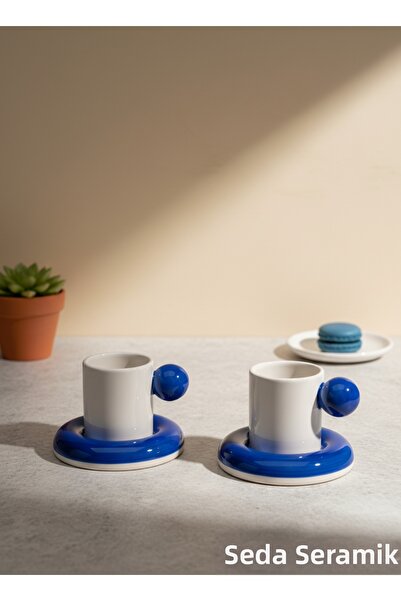 seda seramik طقم فناجين قهوة مصنوع يدويًا من 9 ألوان مكون من 4 قطع لشخصين