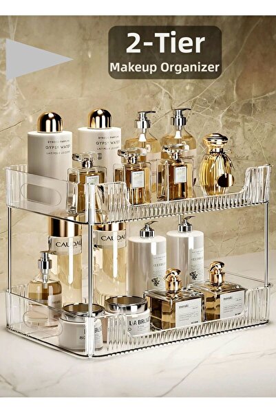 Lider MAGNESİA منظم مكياج من طبقتين، منظم مستحضرات التجميل، منظم مجوهرات متعدد الأغراض