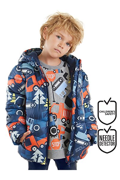 Denokids Boys' Coat Construction Vehicles Water Repellent Ka Hooded Workwear Coat