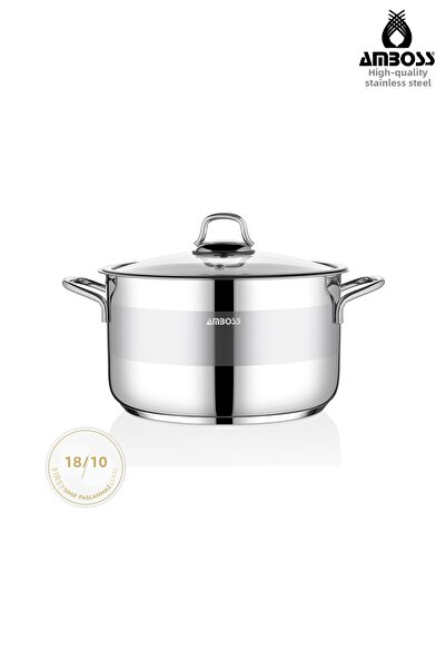 Amboss قدر عميق من الستانلس ستيل مقاس 16 سم من زجاج الياقوت