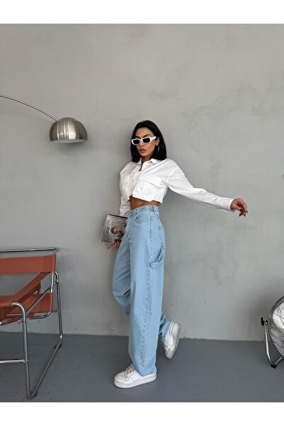 Zeo Basic JEAN ALBASTRU PROASPĂT CARPANTER AJUSTABLE BALON FIT