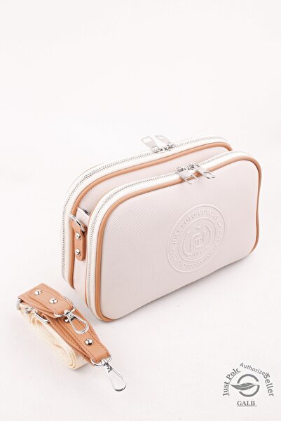 Just Polo حقيبة كتف نسائية أصلية من جست بولو، متوسطة الحجم، مكونة من 5 أقسام،...