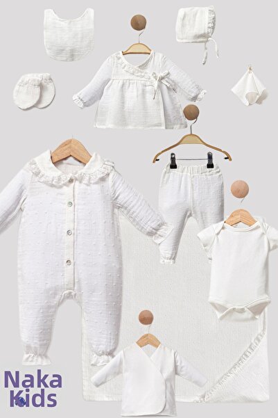 Naka Concept White Diamond Baby Girl Hospital Discharge Set 100% Cotton Muslin
