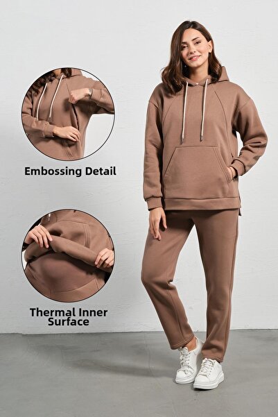 BUSA Set de trening termic pentru maternitate, cu bandă abdominală elastică, cu glugă reglabilă pentru alăptare, KA