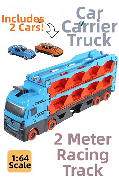 RAF Store شاحنة نقل السيارات بميزة حلبة السباق بطول 2 متر، لعبة سيارات بسعة 2...