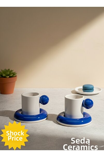 seda seramik طقم فناجين قهوة مصنوع يدويًا من 9 ألوان مكون من 4 قطع لشخصين