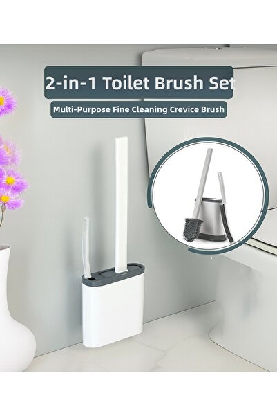 ARVALE 2-Piece Silicone Toilet Brush Set – Flexible Head Toilet Bowl Brush & Edge Brush