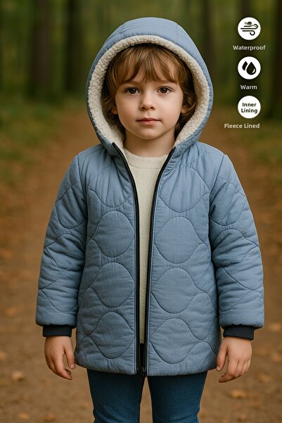 Merdia Boy's Waterproof and Windproof Fur Lined Hooded Coat with Onion Pattern