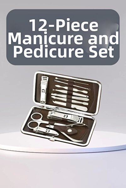Hsc bilişim 12 Pieces Manicure Pedicure Kit Nail Care Callus Removal Hand Foo...