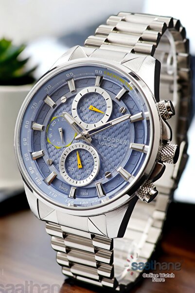 Lee Cooper ساعة يد رجالية أصلية متعددة الوظائف من الفولاذ باللون الأزرق الداكن مع تقويم