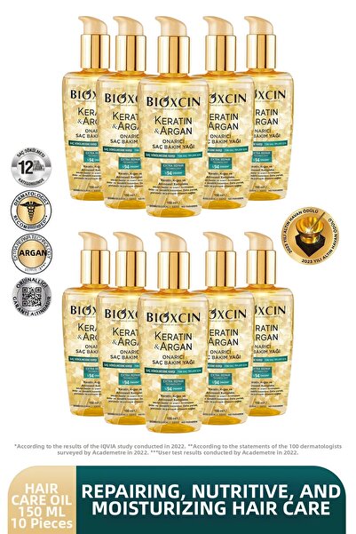 Bioxcin Keratin & Argan Repair Hair Care Oil 150 ml - Damaged and Sensitive Hair 10 Pack