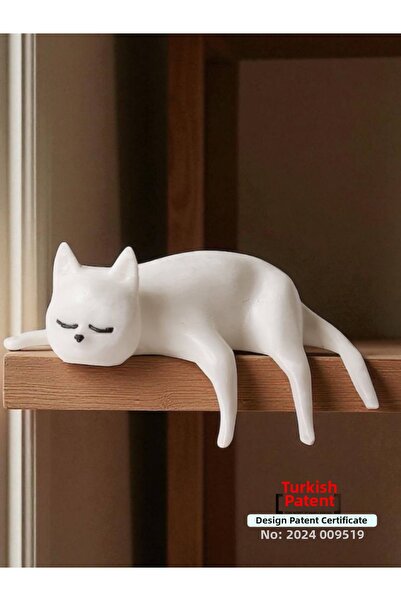 BEVATİR زينة مرآة الرؤية الخلفية للسيارة على شكل قطة نائمة كبيرة الحجم