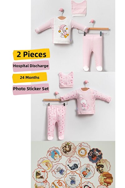 DERİNBEBE طقم خروج من المستشفى مكون من قطعتين ومجموعة ملصقات صور للحمل والعمر...