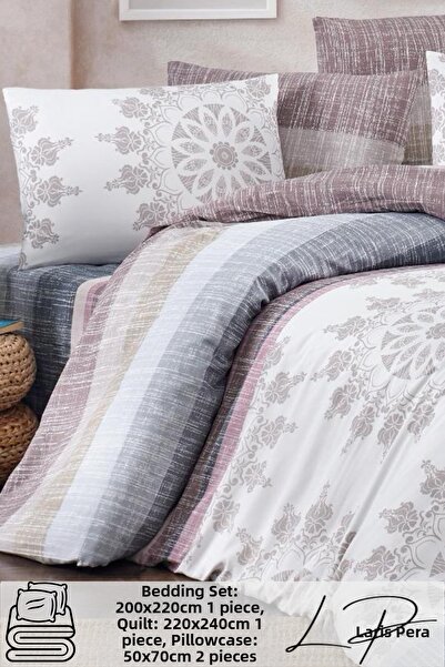 Larispera طقم غطاء لحاف مزدوج من القطن بطباعة رانفورس مقاس كينج