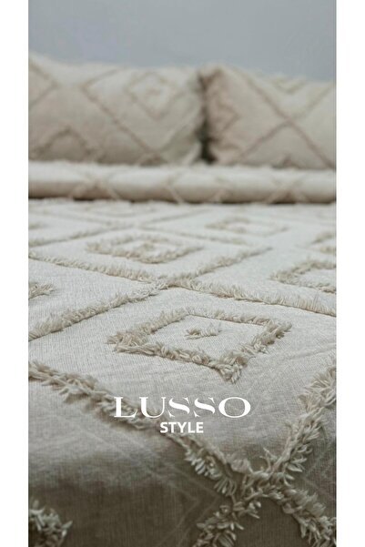 LUSSO Cuvertură de pat nordică Stile Double Cappuccino 240x250 și 2 fețe de pernă