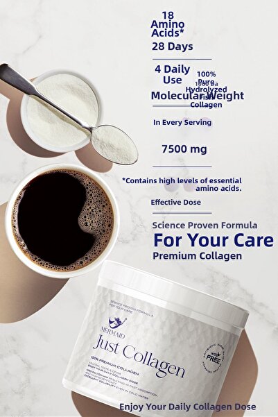 Mermaid Collagen جست كولاجين، كولاجين سمك نقي ممتاز، ببتيدات كولاجين بحري 100...