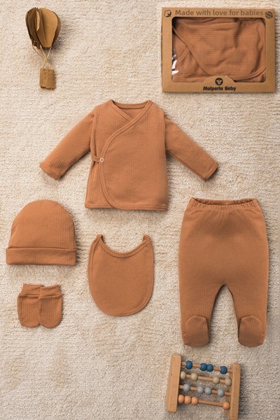 Mai Perla 5 Piece Organic Cotton Hospital Discharge Set - Solid Color Boxed