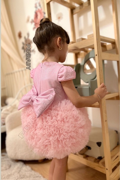 penu baby kids Pink Tulle Short Sleeve Baby Girl Dress - Princess