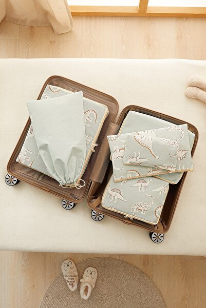 Ocean Home Textile مجموعة من 6 منظمات لحقائب السفر بنمط الديناصورات، وحقيبة سفر