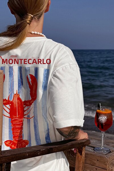 Le'sluette shadow of style Unisex supradimensionat bumbac 100% cu imprimeu tricou Istakoz Ecru