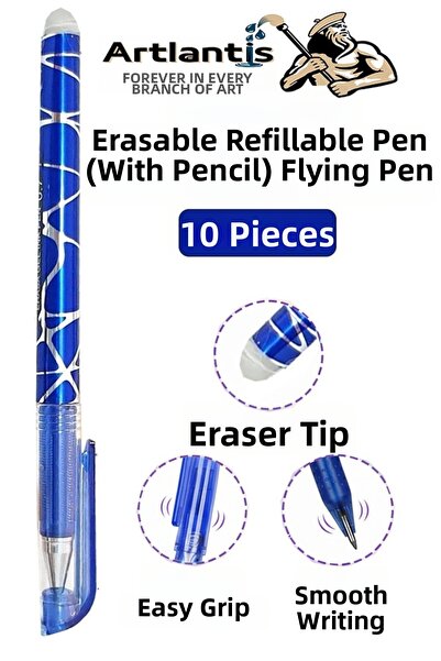 Artlantis Black Erasable Ballpoint Pen 10 Pieces Bia Erasable Gel Pilot Pen w...