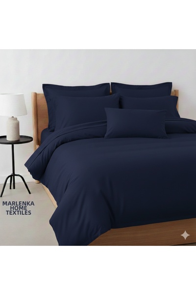 Marlenka Home Tex Double Dark Blue Bedding Set with Fitted Sheet