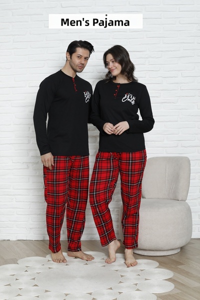 MODAREYA Ζευγάρι Μακρυμάνικη Λεπτή Ανδρική Καρό Πιτζάμες για Βαλεντίνο, Ζευγά...