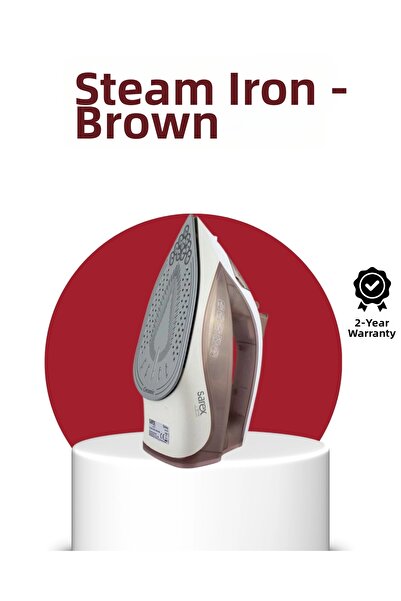 Epilons مكواة بخار بقاعدة سيراميك 2200 واط مكواة عمودية 300 مل بني