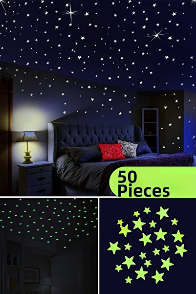 Umut's 50 Shining in the Dark Phosphorescent Decorative Stickers with Moon an...