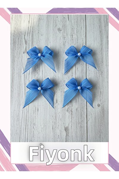 Fiyonks Atölye Linen Ribbon Ready-Made Pearl Bow, 10 Pieces Decorative Bow Re...