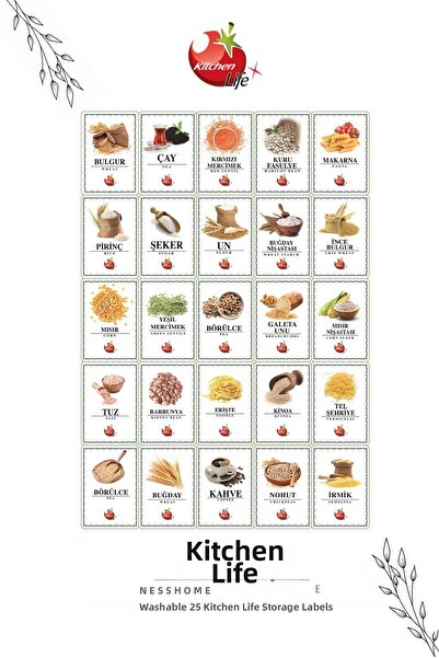 Kitchen Life 25 ملصق تخزين قابل للغسل - ملصق حاوية