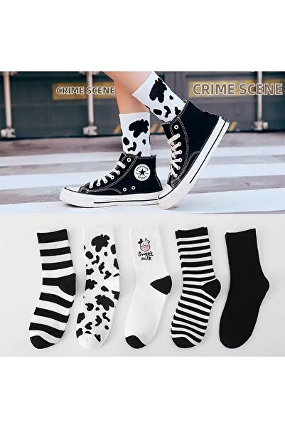 Atacık Çorap 5 чифта парфюмирани колежански чорапи за тенис унисекс модел крава