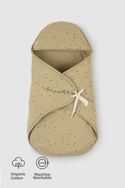 Little Gusto قماط خروج المستشفى لحديثي الولادة كوزموس كاكي من القطن العضوي